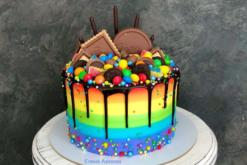 Радужный тортик девочке на 10 лет на День рождения