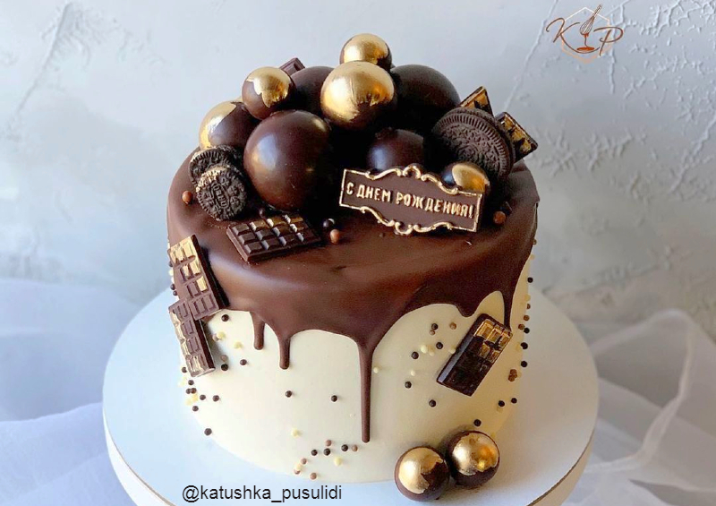 Торт с шоколадным декором девочке на день рождения 10 лет