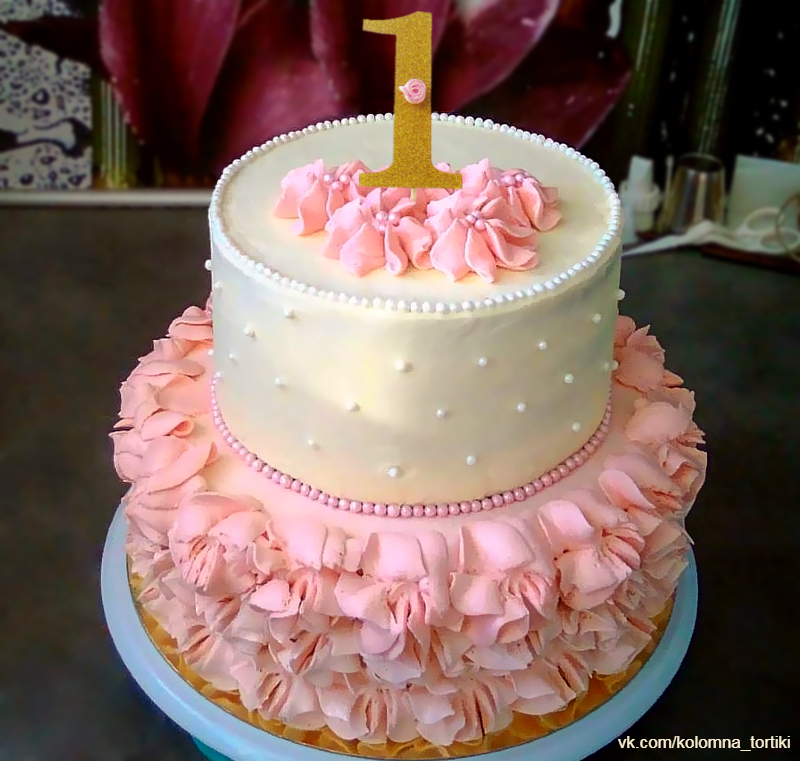 Торт двухэтажный девочке на день рождения на годик