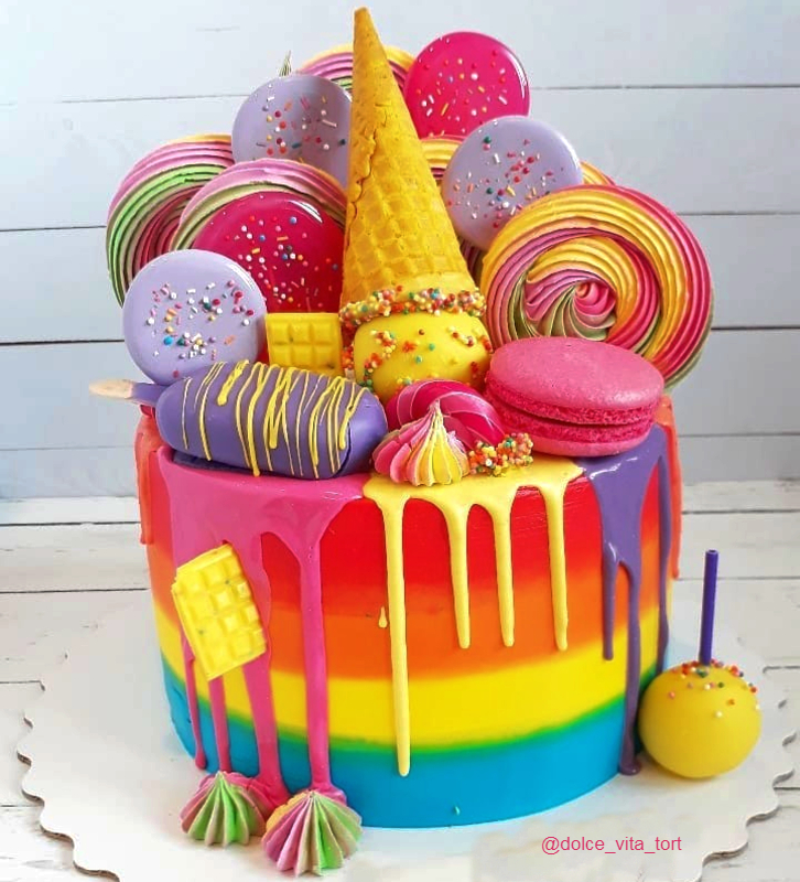 Радужный торт девочке на 10 лет
