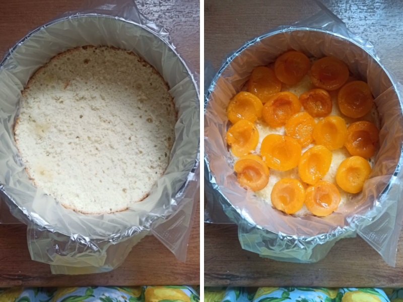 Торт бисквитный с абрикосами и муссом